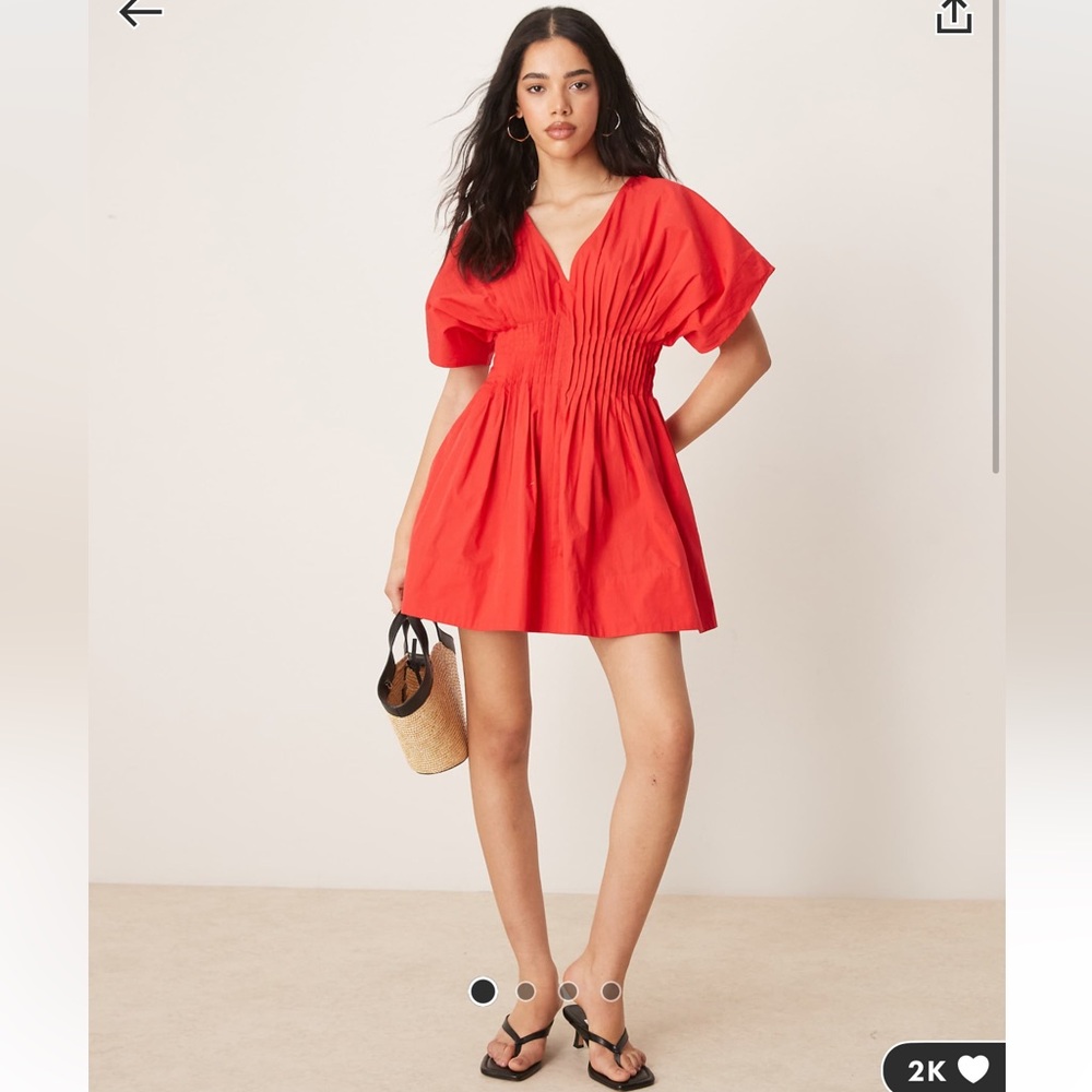 NWT ASOS v neck short sleeve mini dress in red size US12